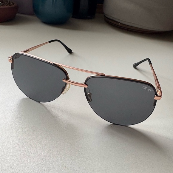 Quay Australia Black and Rose Gold Sunglasses